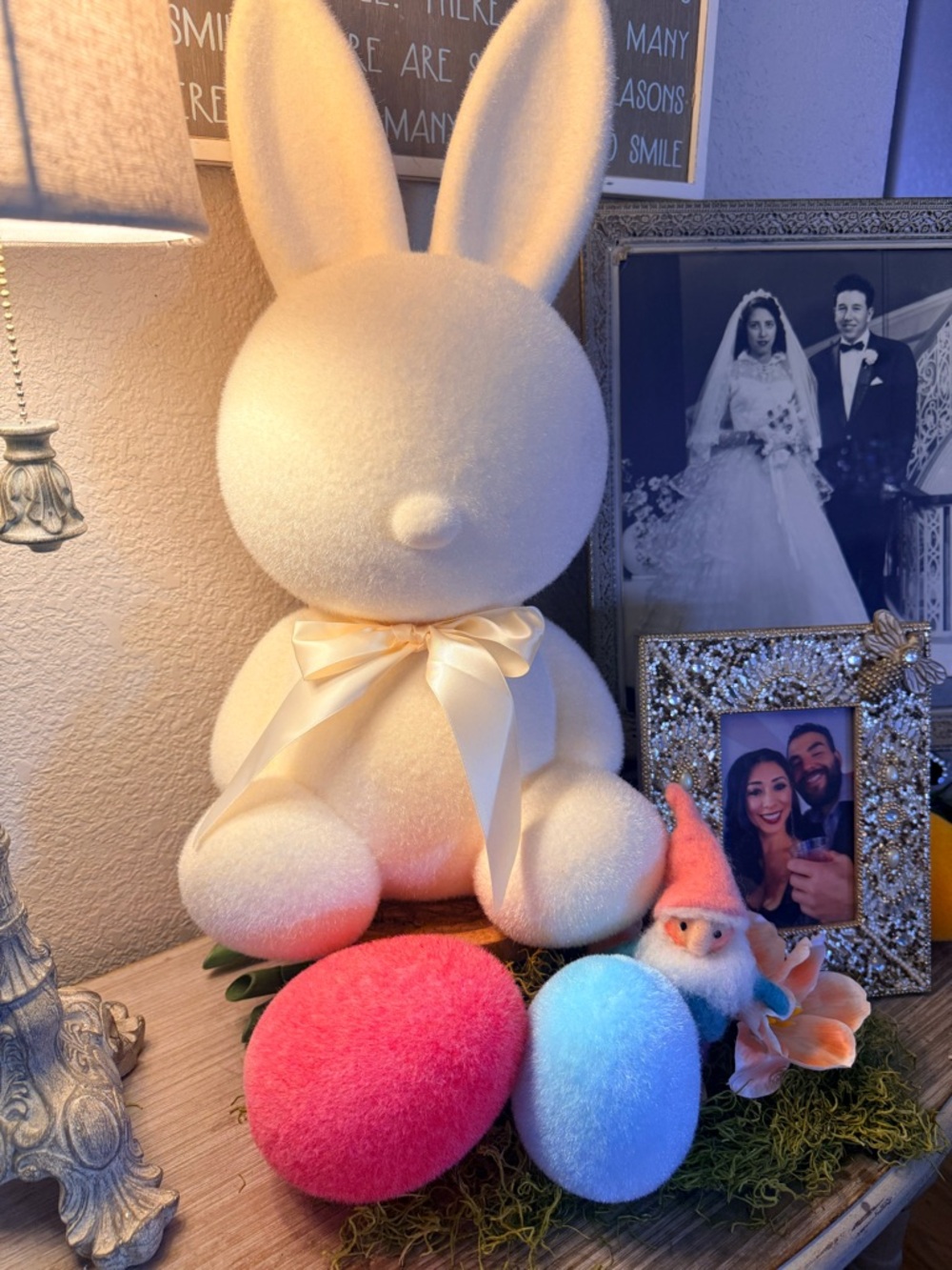 Large 20” Flocked Easter Bunny Decor – Sitting Pastel Spring Figurine (Assorted)